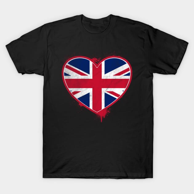 Heart Shaped UK Union Jack Flag T-Shirt by Hixon House